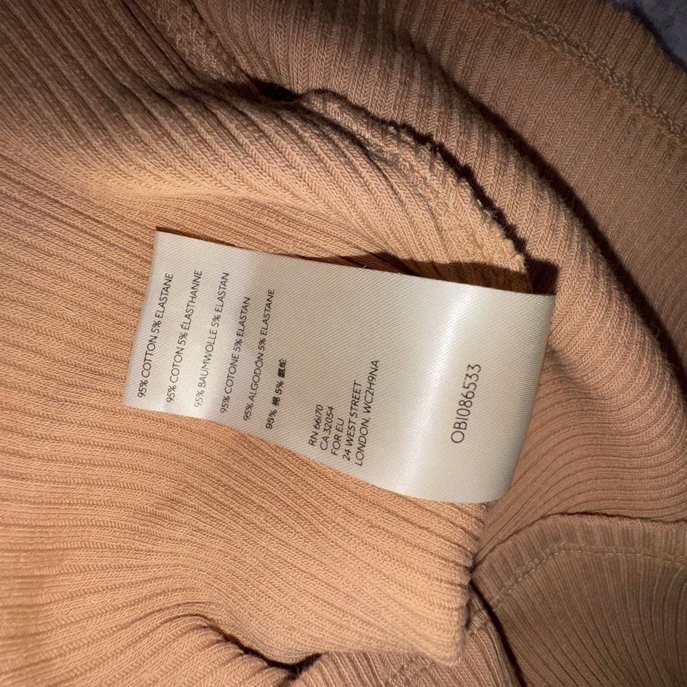 Free People Shirt Women's Medium Caramel Brown Bridgette Ribbed Knit Tank NEW - Picture 6 of 7
